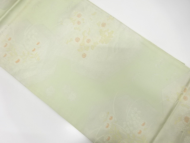 JAPANESE KIMONO / ANTIQUE FUKURO OBI / SILK / WOVEN KIKKO & FLOWER
